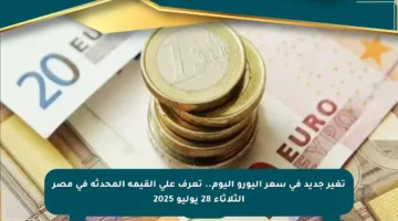تغير جديد في سعر اليورو اليوم.. تعرف على القيمة المحدثة في مصر الثلاثاء 28 يوليو 2025